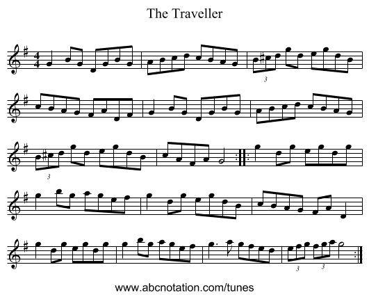 The Traveller - staff notation