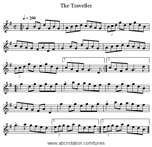 The Traveller - staff notation
