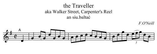 the Traveller - staff notation