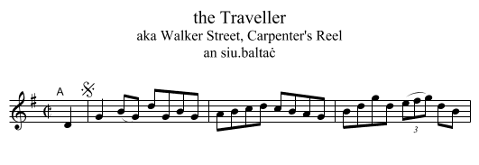 the Traveller - staff notation
