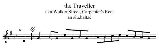 the Traveller - staff notation
