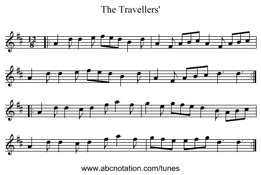The Travellers' - staff notation