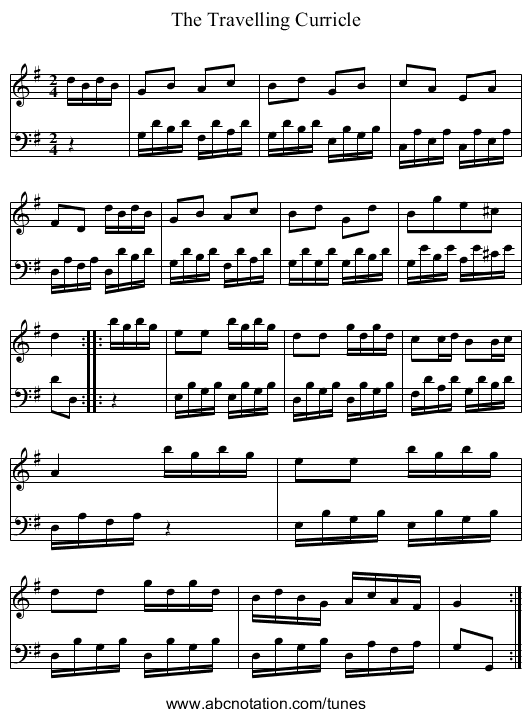 The Travelling Curricle - staff notation