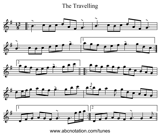 The Travelling - staff notation