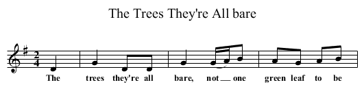 The Trees They're All bare - staff notation