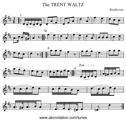 The TRENT WALTZ - staff notation