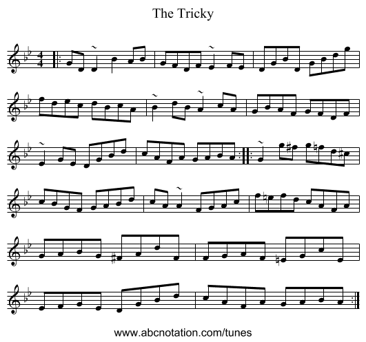 The Tricky - staff notation