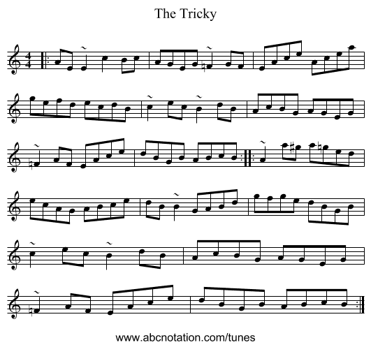 The Tricky - staff notation