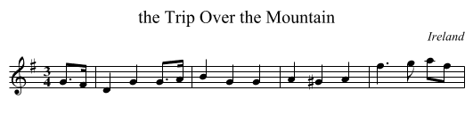 the Trip Over the Mountain - staff notation