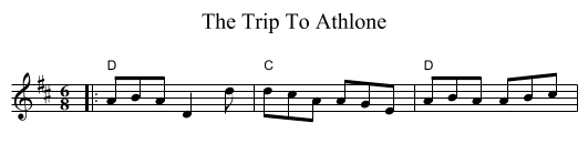 The Trip To Athlone - staff notation