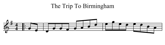 The Trip To Birmingham - staff notation