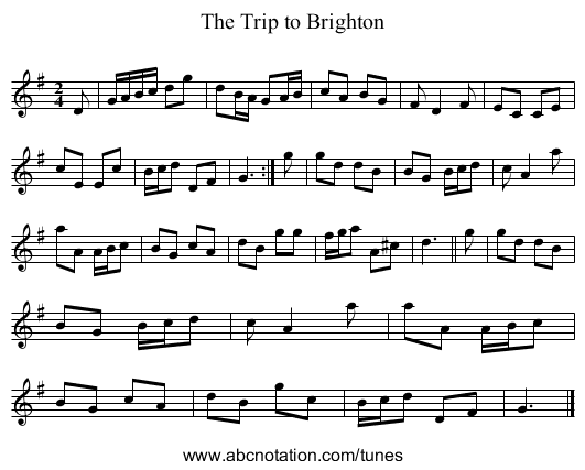 The Trip to Brighton - staff notation