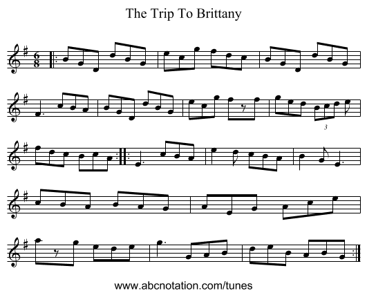The Trip To Brittany - staff notation