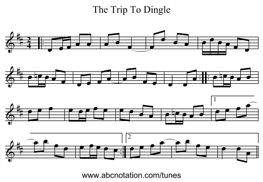 The Trip To Dingle - staff notation