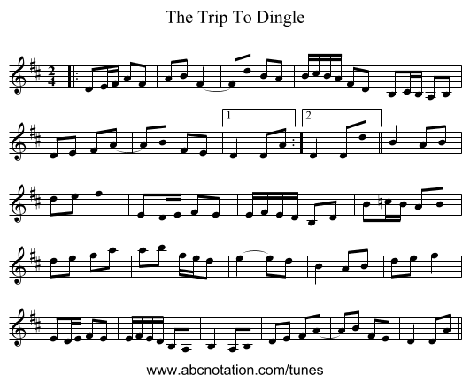 The Trip To Dingle - staff notation
