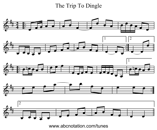 The Trip To Dingle - staff notation