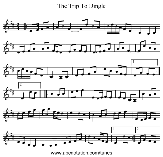 The Trip To Dingle - staff notation