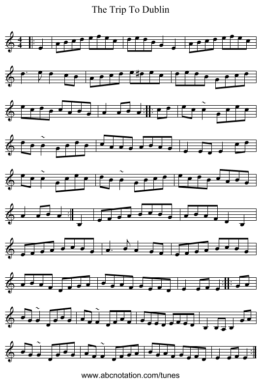The Trip To Dublin - staff notation