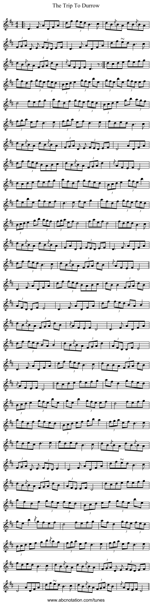 The Trip To Durrow - staff notation
