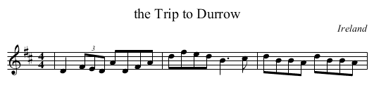 the Trip to Durrow - staff notation