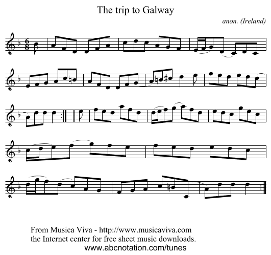 The trip to Galway - staff notation