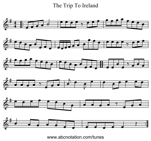 The Trip To Ireland - staff notation