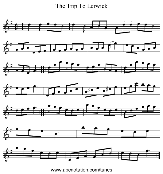The Trip To Lerwick - staff notation