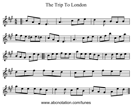 The Trip To London - staff notation