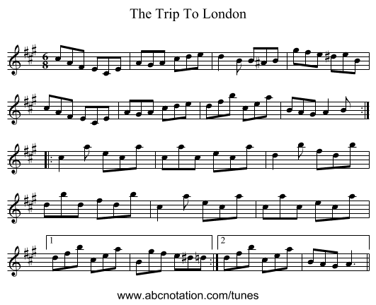 The Trip To London - staff notation