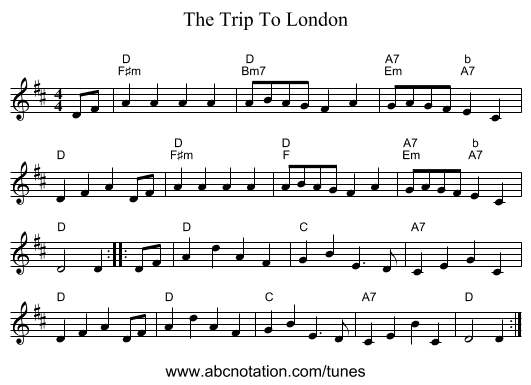The Trip To London - staff notation