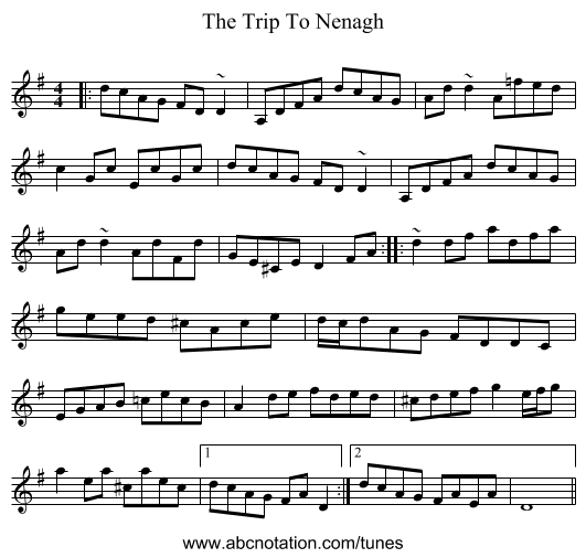 The Trip To Nenagh - staff notation