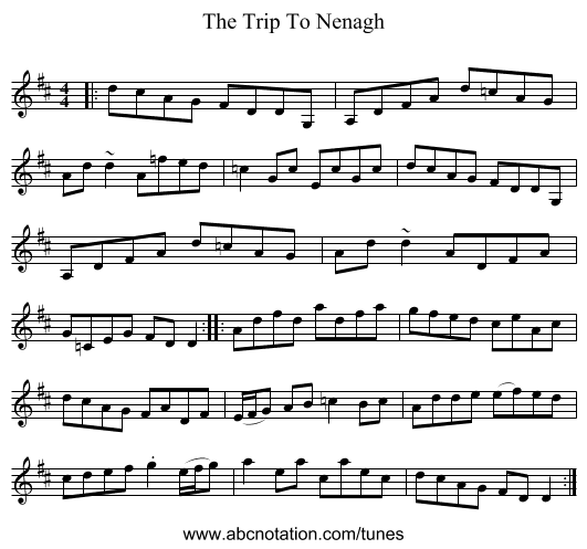 The Trip To Nenagh - staff notation