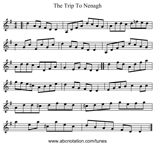 The Trip To Nenagh - staff notation