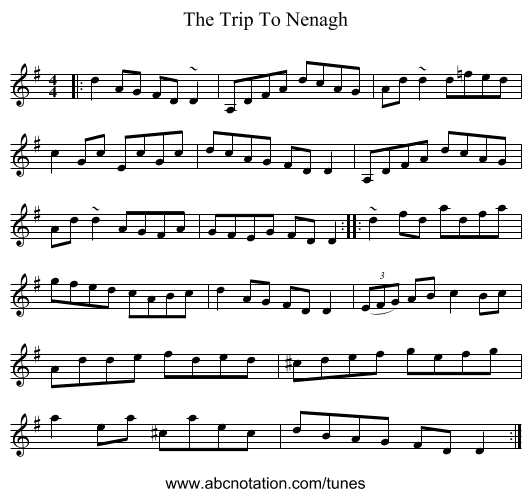 The Trip To Nenagh - staff notation