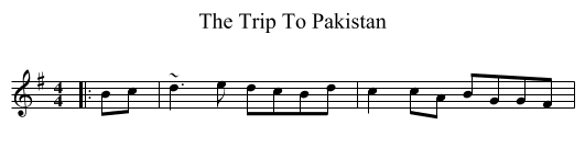 The Trip To Pakistan - staff notation