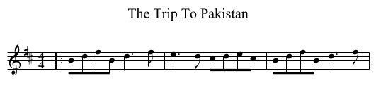 The Trip To Pakistan - staff notation