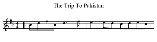 The Trip To Pakistan - staff notation