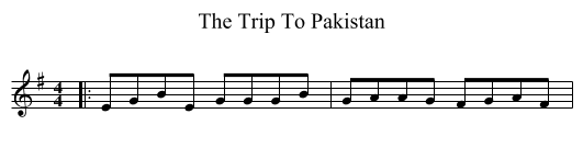 The Trip To Pakistan - staff notation