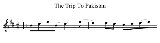 The Trip To Pakistan - staff notation