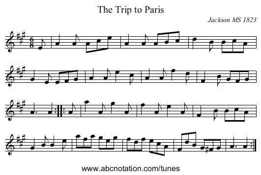 The Trip to Paris - staff notation