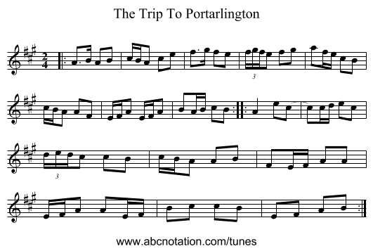 The Trip To Portarlington - staff notation
