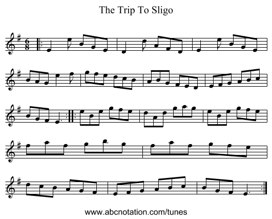 The Trip To Sligo - staff notation