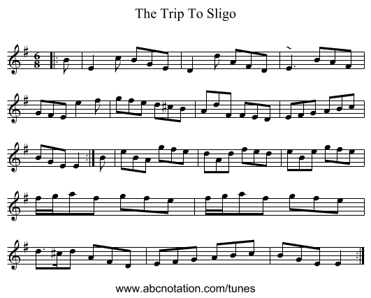 The Trip To Sligo - staff notation