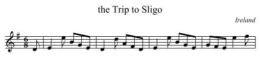 the Trip to Sligo - staff notation