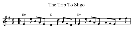 The Trip To Sligo - staff notation