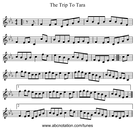 The Trip To Tara - staff notation