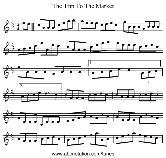 The Trip To The Market - staff notation