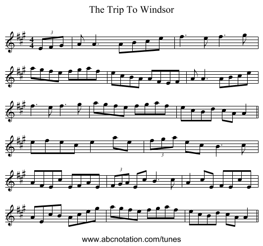 The Trip To Windsor - staff notation