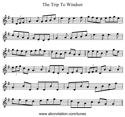 The Trip To Windsor - staff notation