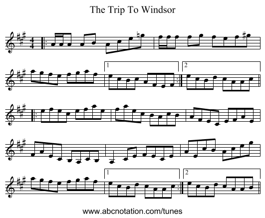 The Trip To Windsor - staff notation